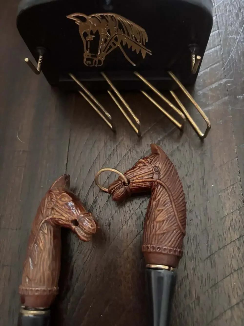 Vintage Tie Rack Wall Plaque Brush-n-Shoehorn Horse Equestrian Theme Set